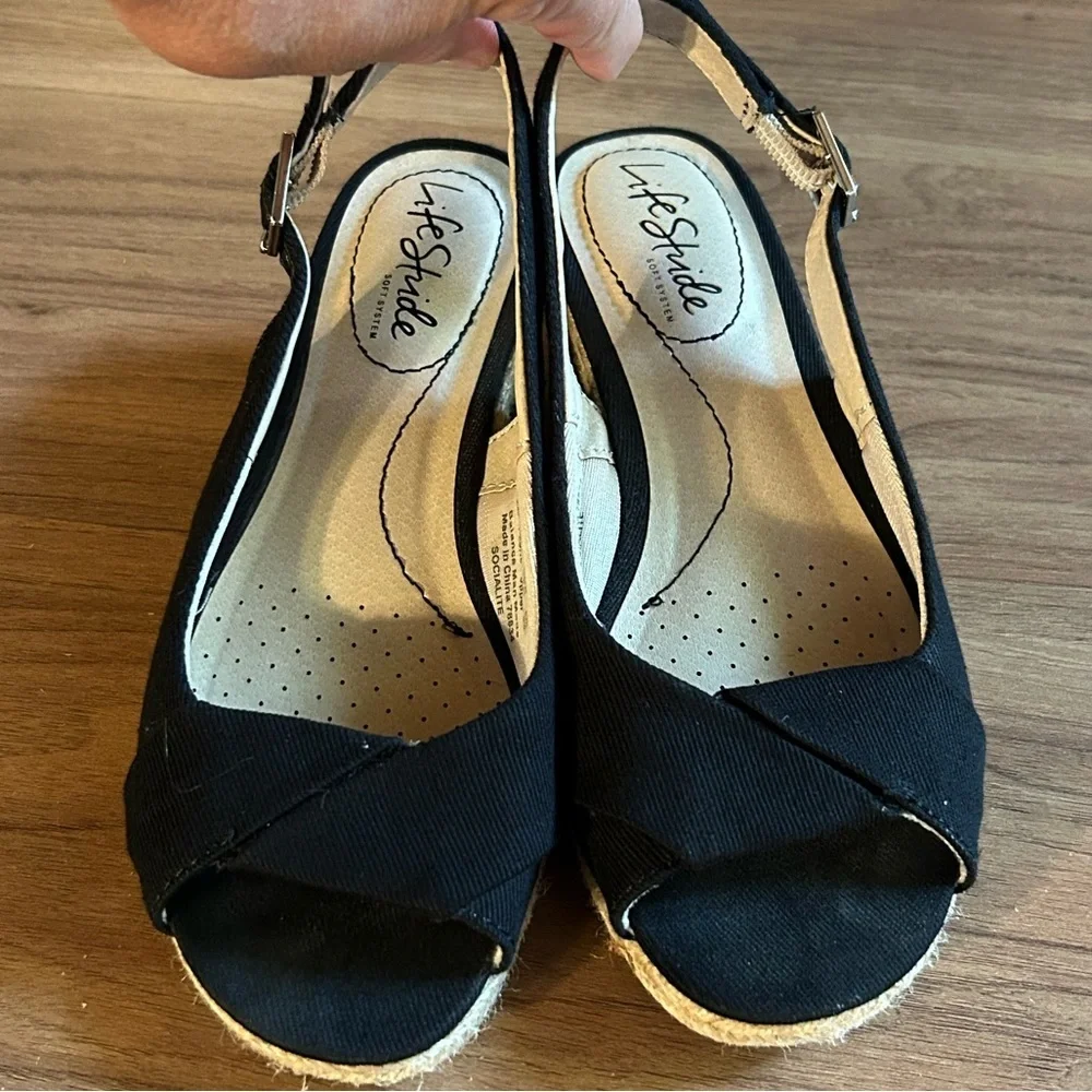 LifeStride espadrilles sz 5 black, Flex Soft System, dressy casual, chic, beach